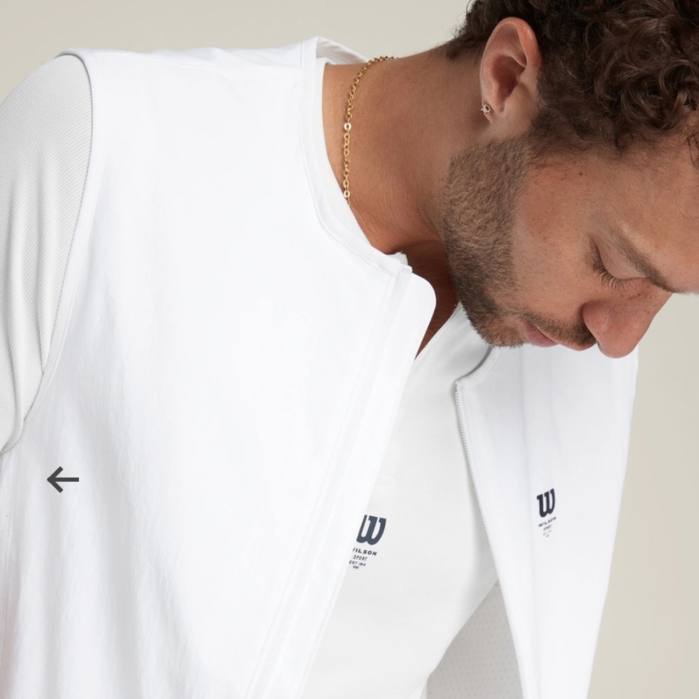 Wilson White Aston Warm-Up Full Zip Tennis Golf Vest | Size Medium - Picture 3 of 6